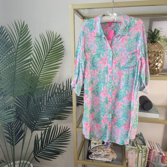 Lilly Pulitzer Other - NWT Lilly Pulitzer Natalie Swim Cover Up in Surf Blue So Shellegant - Size Med